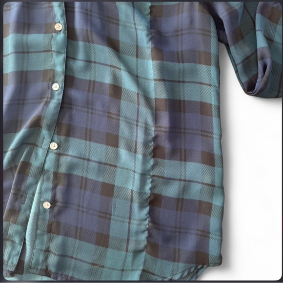 J. Crew Women’s  Plaid Blouse - Navy and Teal - Picture 4 of 7